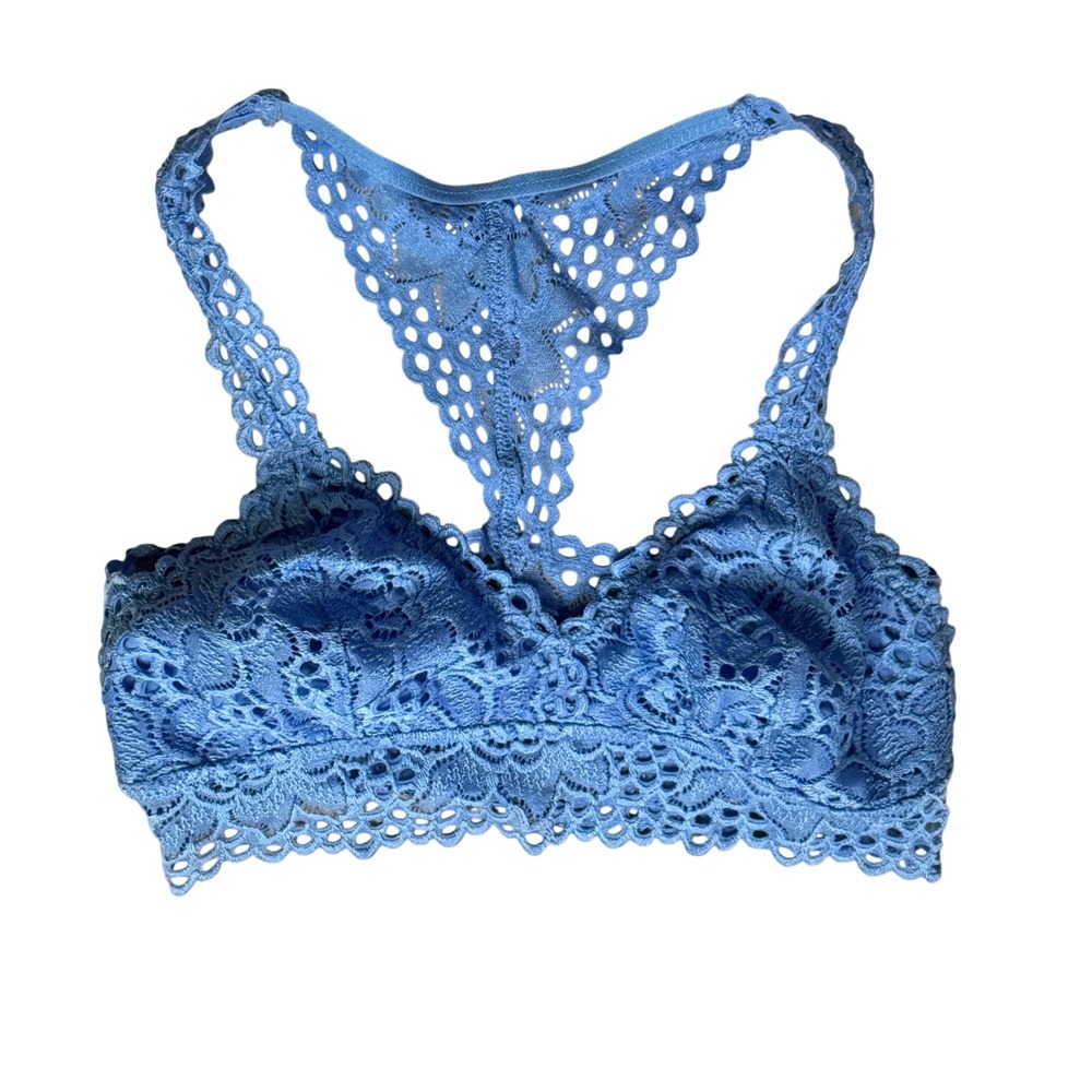 Aerie Laceâ Sm Bralette Baby Blue Wireless Comfort Lingerie Lacy Intimate Dainty